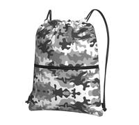 DIEzig Zaino con tracolla regolabile con stampa mimetica digitale, borsa pieghevole con coulisse con cerniera per avventure nel fine settimana