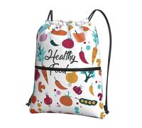DIEzig Zaino regolabile della cinghia della stampa dell'alimento sano, borsa pieghevole del cordone con la chiusura lampo per l'avventura del
