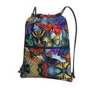 DIEzig Zaino regolabile disegnato a mano della cinghia della stampa della farfalla di colore, borsa pieghevole del cordone con la chiusura lampo per l'avventura del fine
