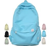 Difa Backpack Teen Girl Boys Cute Aesthetic Book Bags for School, Secondary School Zaino, Kawaii Solid Color Backpack, Preppy Black Bagpack Casual Daypacks Lightweight, blu