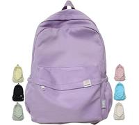 Difa Backpack Teen Girl Boys Cute Aesthetic Book Bags for School, Secondary School Zaino, Kawaii Solid Color Backpack, Preppy Black Bagpack Casual Daypacks Lightweight, Viola, Zaino