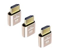 DIFCUL 3-Pack | HD-MI Dummy Plug 4K 1080P Supporto Emulatore display, Adattatore per monitor Ghost senza testa Plug Dummy, Nuova versione 4096x2160 a 60Hz in colore oro