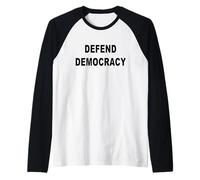 DIFENDI DEMOCRAZIA Messaggio in Grasso Maglia con Maniche Raglan