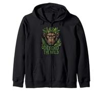 Difendi la Grafica Wild Gorilla con Leaf Crown Nature Felpa con Cappuccio