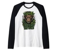 Difendi la Grafica Wild Gorilla con Leaf Crown Nature Maglia con Maniche Raglan