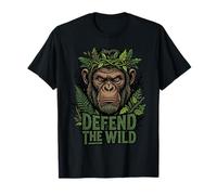 Difendi la Grafica Wild Gorilla con Leaf Crown Nature Maglietta