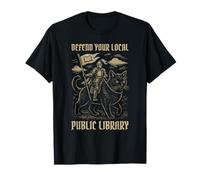 Difendi la Tua Biblioteca pubblica Locale Cat Knight - Divertente Medievale Maglietta