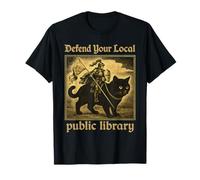 Difendi la Tua Biblioteca pubblica Locale Cat Knight Tee Maglietta