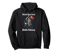 Difendi la Tua Biblioteca pubblica Locale Funny Knight Cat Felpa con Cappuccio