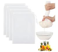 Diffaxy 4 sacchetti per latte di noci, 30 × 20 cm, in nylon, a maglia fine, filtro a maglia fine, con coulisse, sacchetto filtro per formaggi fatti in casa, succo di frutta e succo di verdura