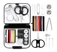 Diffaxy Mini set da cucito, accessori da cucito portatili per il viaggio e le emergenze domestiche, piccolo set di cucito base con aghi, fili, bottoni e forbici (nero)