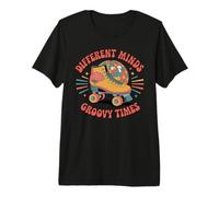Different Minds Groovy Times - Pattino a rotelle retrò ADHD per autismo Maglietta Premium