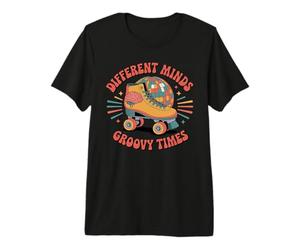 Different Minds Groovy Times - Pattino a rotelle retrò ADHD per autismo Maglietta Premium