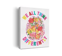 Different Minds Neurodiversity Wall Art Canvas Painting Brain Illustration Print for Counselor Office Therapist Mental Health Office Inclusive Decor(Framed,16x24inch(40x60cm))