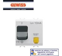 DIFFERENZIALE MAGNETOTERMICO 10A 2MOD 10MA GEWISS CHORUS GW10485 BIANCO.