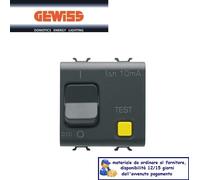 DIFFERENZIALE MAGNETOTERMICO 1P+N 10A 10MA GEWISS CHORUS NERO GW12485