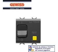 DIFFERENZIALE MAGNETOTERMICO 1P+N 16A 10MA GEWISS CHORUS NERO GW12488