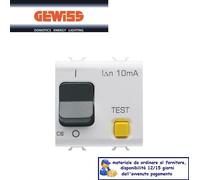 DIFFERENZIALE MAGNETOTERMICO 6A 2MOD 10MA GEWISS CHORUS GW10482 BIANCO.