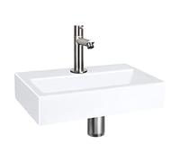 Differnz Lavabo piatto - Lavabo in ceramica bianca - Rubinetto dritto cromato opaco - Set completo - 38 x 24 x 7 cm