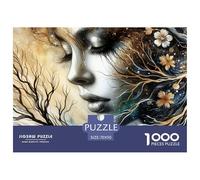 Difficile Carta riciclabile Puzzle 1000 pezzi Donna Natura Cosmo, Doppia Esposizione Volto Albero, Decorazione Casa Relax 70x50cm
