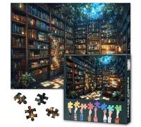 Difficile puzzle per adulti, 1000 pezzi, libreria scarsamente illuminata, come regalo, puzzle con libri antichi per adulti, opere d'arte da parete, per la casa, 50 cm x 70 cm