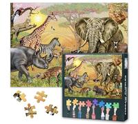Difficile Sfida Jigsaw Puzzle per adulti, 1000 pezzi, tema animale, puzzle come regalo, elefante, giraffa, leone, puzzle, per adulti, opere d'arte per la casa, 70 cm x 50 cm