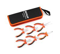 DIFFLIFE Set di mini pinze, 6 pezzi, con punta ad ago, diagonale, naso lungo, naso piegato, taglio finale e guardalinee per gioielli, artigianato, riparazione di dispositivi elettronici, con custodia