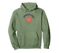 Diffondere L'Amore: Cuore ispiratore per la gentilezza Felpa con Cappuccio, Unisex per Adulti, Verde Salvia, XL