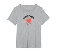 Diffondere L'Amore: Cuore ispiratore per la gentilezza Maglietta, Donna Plus-Size, Grigio Melange, 1X