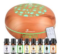 Diffuserlove Diffusore 550ML Telecomando Diffusore di Oli Essenziali Diffusore Ambiente a nebbia fredda con venature del legno con luci a LED per la casa Camera da letto Yoga Office