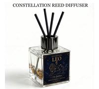 Diffusore a canne di cristallo Leo 50ml, olio profumato al legno di cedro e bergamotto, contiene cristallo dorato, include 4 canne in fibra, regalo di compleanno zodiacale per lei, profumo per la casa