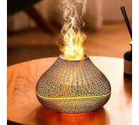 Diffusore a fiamma, diffusore per oli essenziali a 7 colori, diffusore per aromaterapia ultra-silenzioso da 160 ml con spegnimento automatico senza acqua, perfetto per casa, ufficio, camera (crack)