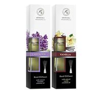 Diffusore a Lamella Lavanda 100ml & Diffusore a Vaniglia 100ml - Profumo Ambiente - Buon Profumo - Deodorante per Camera da Letto - Fragranza a Lunga Durata - Diffusore di Aromi - Bastoncini Profumati