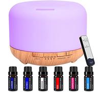 Diffusore Con 6 * 10 Ml Di Olio Essenziale Puro, e Aromi Da 450ml, Umidificatore Diffusore Per Aromaterapia Con Modalità Nebbia Regolabile e Led a 7 Colori