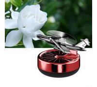 Diffusore d'aria per auto rotante a energia solare, stile combattente, purificatore d'aria per veicoli e piccoli spazi interni, fornisce un fresco naturale continuo (rosso - gardenia)