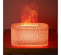Diffusore di aromi a fiamma simulata, diffusore di oli essenziali per camino, luce d'atmosfera, con spegnimento automatico senza acqua e connessione USB-C (bianco)