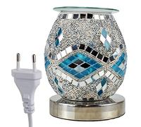 Diffusore di Aromi per Cera Touch - Mosaico di Specchi Blu e Argento- Ondulato - Presa UE
