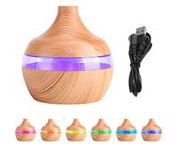 Diffusore di aromi umidificatore, dispositivo per aromaterapia, porta USB, luce LED, venature del legno, per la cameretta dei bambini fin dall'età del bambino, per la casa o l'ufficio