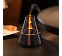 Diffusore di aromi USB con effetto fiamma simulata e luce morbida che cambia colore, dotato di timer di sicurezza per un uso tranquillo (nero)