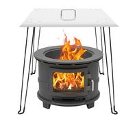 Diffusore di calore per braciere 61 x 61 x 61 cm, in acciaio inox, con piedini pieghevoli e maniglia per il trasporto, copertura termica laterale per braciere, condurre il calore verso l'esterno e