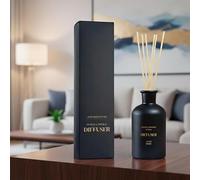 Diffusore di fragranza al gelsomino da 250 ml - Elegante deodorante per ambienti per casa e ufficio con bastoncini di legno - Aroma fresco e duraturo, bottiglia di vetro nero riutilizzabile - Ideale c