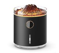Diffusore di oli aromatici in modalità fiamma, 350 ml, spegnimento automatico quando l'acqua è bassa, funzione timer per 2 ore e 8 ore, prestazioni silenziose per sostenere il sonno e il relax (nero)