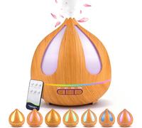 Diffusore di Oli Essenziali,500ml Diffusore di Aromi Umidificatore Ambiente con Telecomando Timer e 7 Colori LED Oli Essenziali Aromaterapia Diffusori per Soggiorno,Camera da Letto,Yoga (legno chiaro)