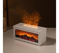 Diffusore di oli essenziali a fiamma, 7 luci colorate, diffusore per aromaterapia, umidificatore a nebbia fredda con telecomando, spegnimento automatico e timer senza acqua (bianco)
