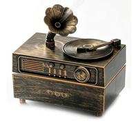 Diffusore di Oli Essenziali a Grammofono Vintage, Umidificatore Bluetooth | Diffusore di Aroma da 160 Ml Supporta Emissione di Nebbia Fredda con Luci Led(Antique bronze)