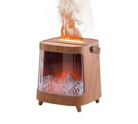 Diffusore di Oli Essenziali con Telecomando, Diffusori Olio Essenziale con Montano Innevato e Effetto Fiamma -7 Colori&Aurora Diffusore di Aromi umidificatore a nebbia per l'ufficio Domestico (Giallo)