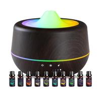 Diffusore di oli essenziali, diffusore per aromaterapia a ultrasuoni da 500 ml, umidificatore a nebbia fredda con luci LED a 7 colori, 4 timer, funzione di spegnimento automatico (nero-10)