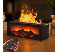 Diffusore di oli essenziali fiamma 3D, 150 ml, diffusore camino, umidificatore con timer, LED 7 colori e telecomando, protezione spegnimento automatico, diffusore di aromi per la casa