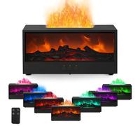Diffusore di Oli Essenziali Flame 3D, Umidificatore da 150 ml per Camera da Letto con Camino a LED, 7 Colori di Fiamma, Diffusore di Aromi con Telecomando per Casa e Ufficio