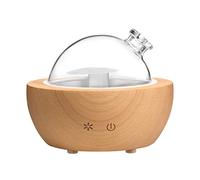 Diffusore di oli essenziali per aromaterapia in vetro, base in legno naturale da 200 ml, umidificatore di oli essenziali ad ultrasuoni, luce LED disponibile in 7 colori, adatto per il